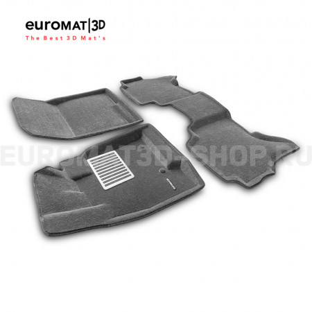 Текстильные 3D коврики Euromat3D Lux в салон для Mitsubishi Pajero IV (2006-2020) № EM3D-003610G Серые