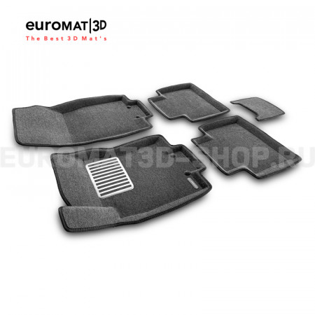Текстильные 3D коврики Euromat3D Lux в салон для Nissan X-Trail (T32) (2015-2020) № EM3D-003724G Серые