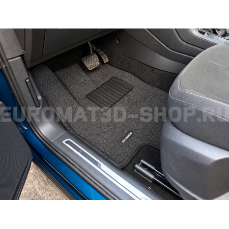Текстильные 3D коврики Euromat3D Business в салон для Volkswagen Tiguan (2017-2024) № EMC3D-005415G Серые