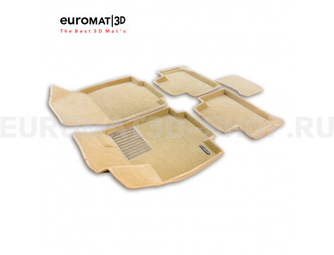 Текстильные 3D коврики Euromat3D Business в салон для Haval H3 (2024-) № EMC3D-001471T Бежевые
