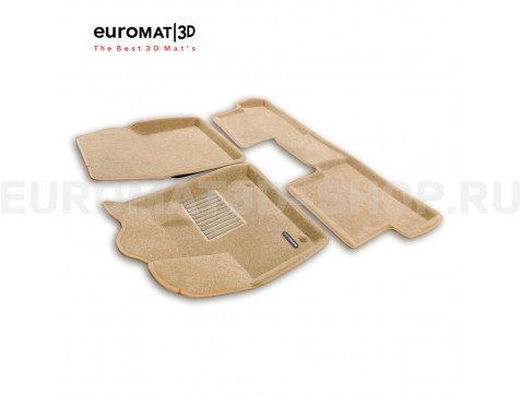 Текстильные 3D коврики Euromat3D Business в салон для Citroen C5 Aircross (2018-) № EMC3D-003907T Бежевые