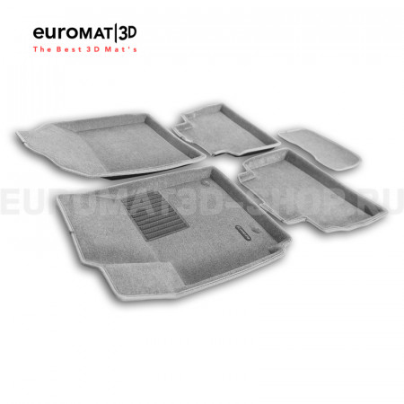 Текстильные 3D коврики Euromat3D Business в салон для Kia Seltos (2020-) № EMC3D-002905S Светло-серые